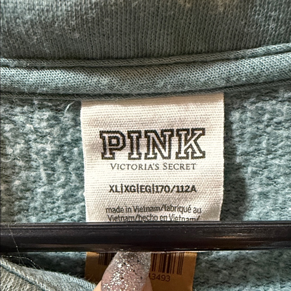 PINK Victoria's Secret Aqua and White Half Zip - Picture 2 of 5